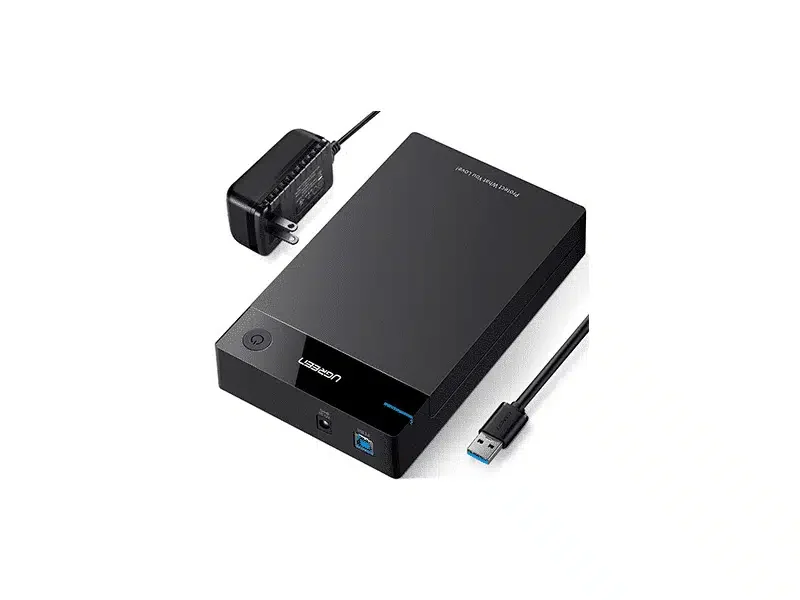 External Enclosure UGREEN US222 3.5" (кабель USB 3.0 - SATA III, блок питания в комплекте, чёрный) 50422