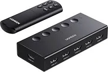 HDMI Switcher (переключатель) UGREEN CM568 (вход: 5xHDMI, 1xIR, выход:1xHDMI, 4K@60Hz, блок питания, пульт) 90512
