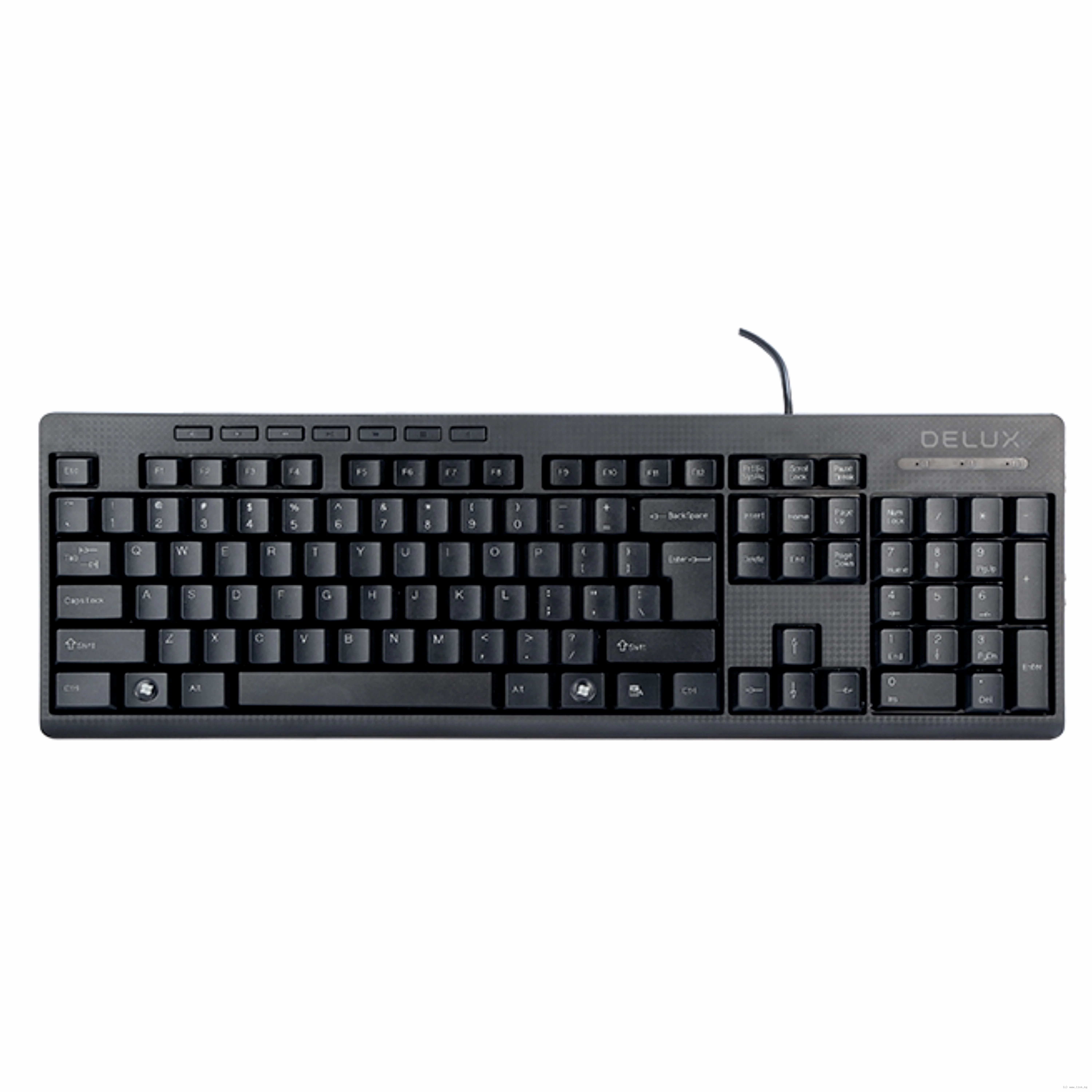 Клавиатура проводная Delux K6300U (105станд.+ 7мультим.клавиш, USB) черная