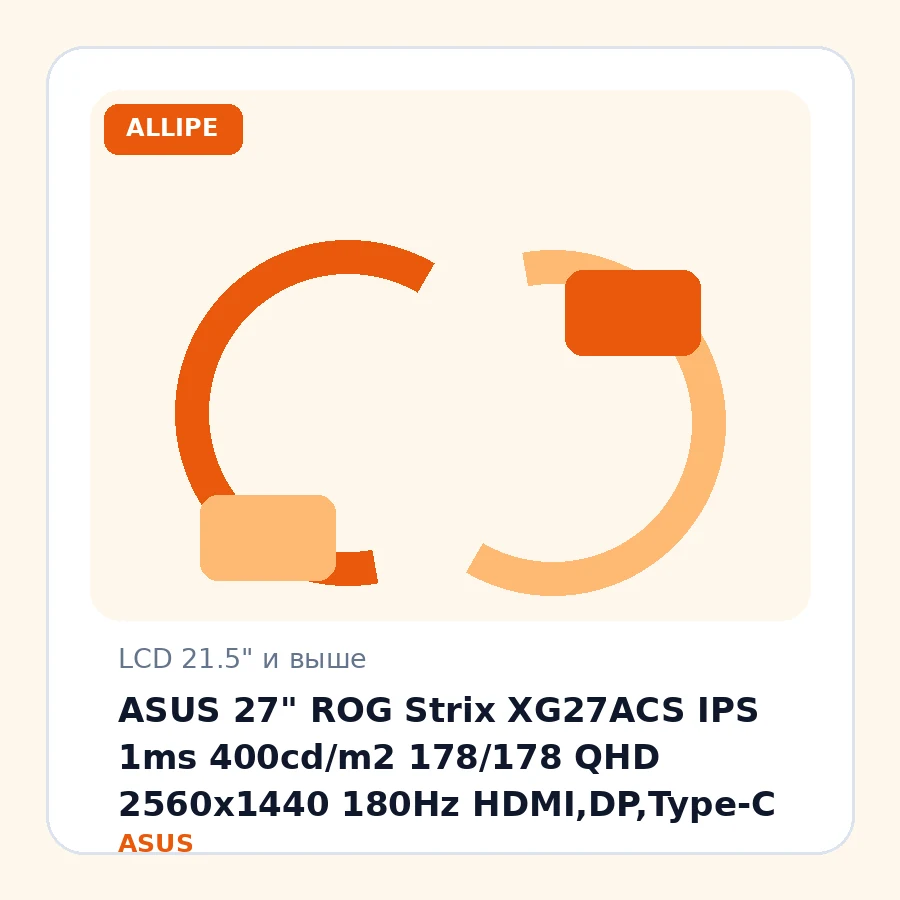 ASUS 27" ROG Strix XG27ACS IPS 1ms 400cd/m2 178/178 QHD 2560x1440 180Hz HDMI,DP,Type-C