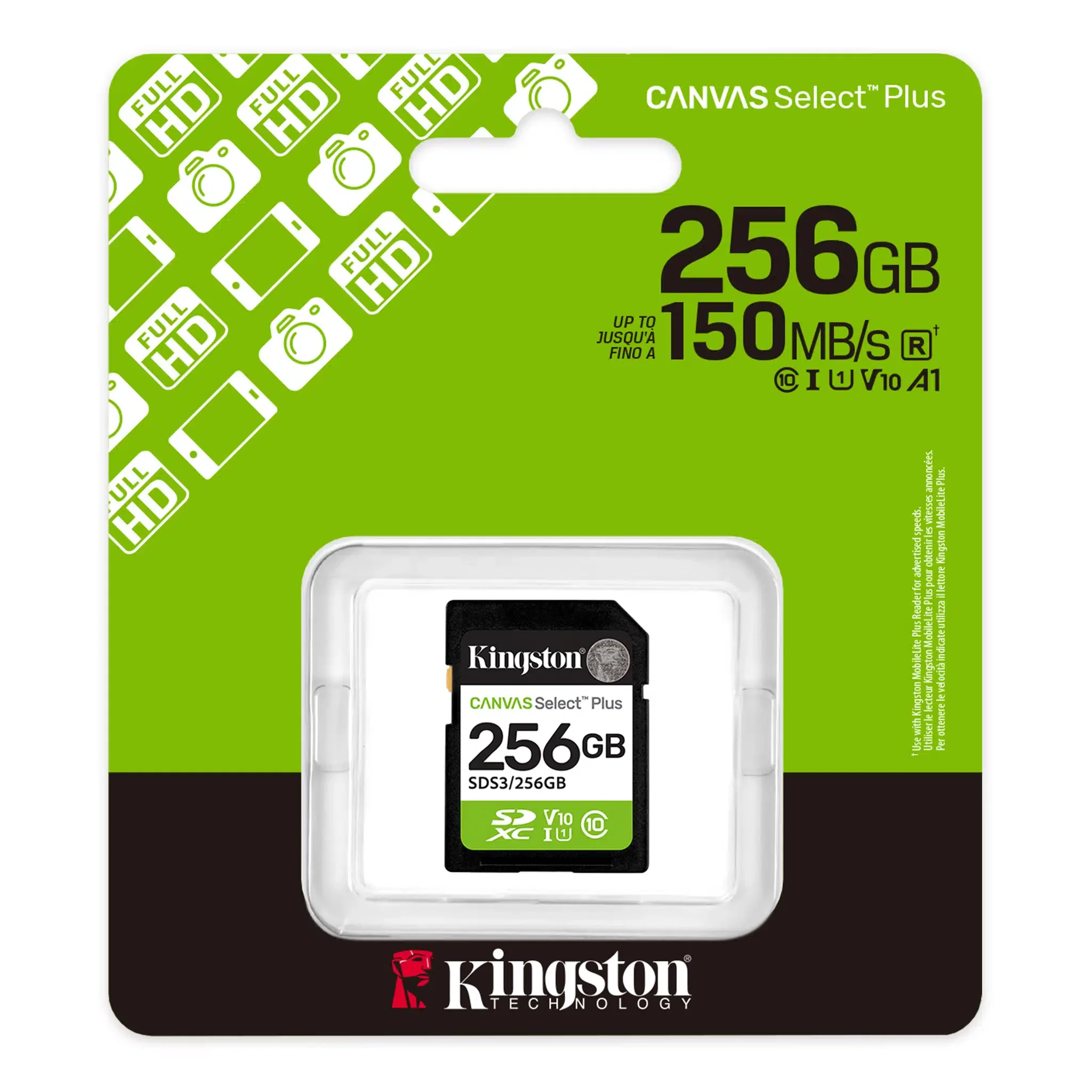 Secure Digital SDXC CL10 256GB KINGSTON Canvas Go Plus 170R C10 UHS-I U3 V30