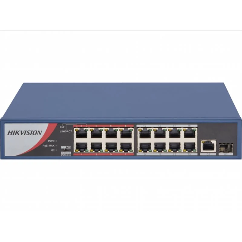 HUB Switch HIKVISION DS-3E1318P-EI/M(STD) SMART 16x10/100Mbps PoE,2x1000Mbpc,PoE budget:230W Metal