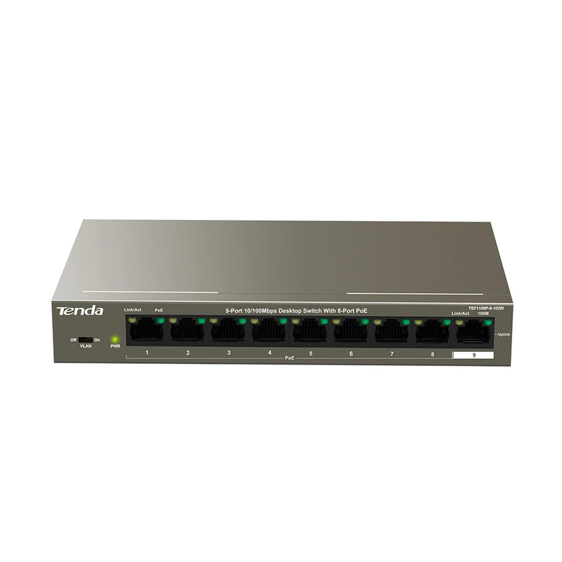 HUB Switch Tenda TEF1109P-8-63W 8-port PoE 10/100Mbps + 1 10/100Mbps