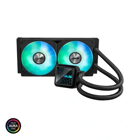 Система жидкостного охлаждения ASUS PRIME LC 240 ARGB, LGA1851/LGA1700/1200/115x/AM4/AM5,TDP 280W, Water block dimention:65.1 x 60.58 x 68.5 mm, 600 - 2200 RPM +/- 10%, 2x(120 x 120 x 25 mm), 75.7 CFM, 34 dB