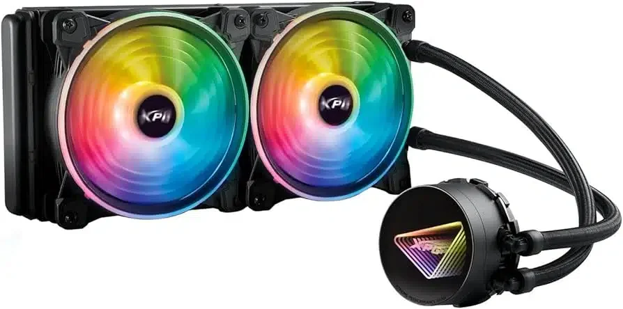 Система жидкостного охлаждения XPG Levantex 240 Intel LGA1700,1200,115x и AMD AM5,AM4,TDP 250W, 2x120 ARGB,600-2000 RPM±10%,61.5 CFM,18.17 dB(A),4pin PWM,272x121x27мм,чёрный [LEVANTEX240-BKCWW]