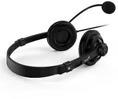 Наушники с микрофоном Genius HS-230U, Дуговые, USB, 100Hz-10kHz, 110dB/-45dB, длина кабеля 2 м, Чёрный