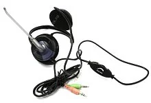 Наушники с микрофоном Genius HS-300N, Дуговые, 2 x mini jack 3.5 mm, 20Hz-20kHz, 118dB/-56dB, длина кабеля 1.8 м, Чёрный