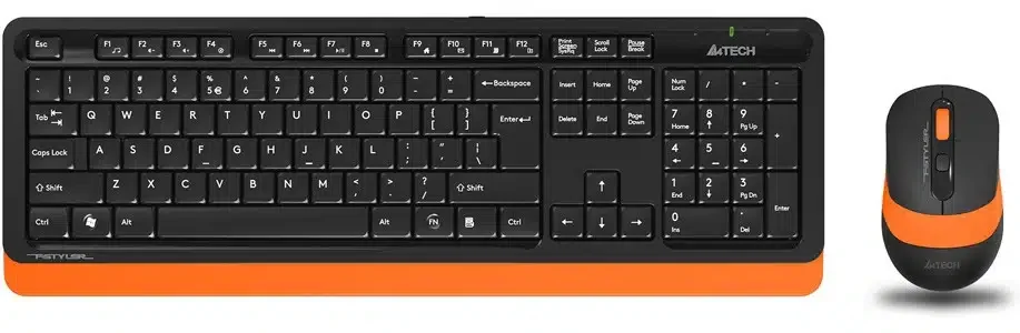 Беспроводная клавиатура + мышь A4Tech Fstyler FG1010 (FG10+FGK10), мембранная, 104btns, 2000dpi, 4btns, USB, Orange