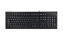 Клавиатура A4Tech KR-85, мембранная, 104btns, USB, COMFORT ROUND EDGE Клавиатура рус/англ/кырг, 1.5m, Черный -Т