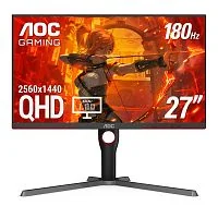Монитор LCD 27" AOC Q27G3XMN, Mini LED (аналог OLED), 2560x1440, 80M:1, 1000cd/m2, 178/178, 1ms, 180Hz, Tilt, Pivot, Swivel, Adaptive Sync, HDR™ 1000, регулировка по высоте, поворот, наклон, 2xHDMI, DP (кабели в комплекте), выход на наушники, черно-красн.