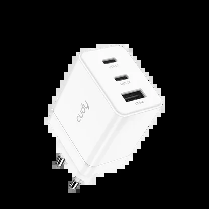 Зарядное устройство CUDY CH67 3-Port 67W USB-C Charger, GaN, 2 USB-C ports (67W Max), 1 USB-A port (18W Max), QC+PD 3.0, EU plug, for iPhone 12 Series and above, Galaxy, iPad, MacBoook Air and More