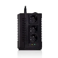 Стабилизатор (AVR) SVC AVR-600-S, Мощность 600ВА/300Вт, LED-индикаторы, Диапазон работы AVR: 184-284В, Выходные разъемы: schuko x 3, Чёрный