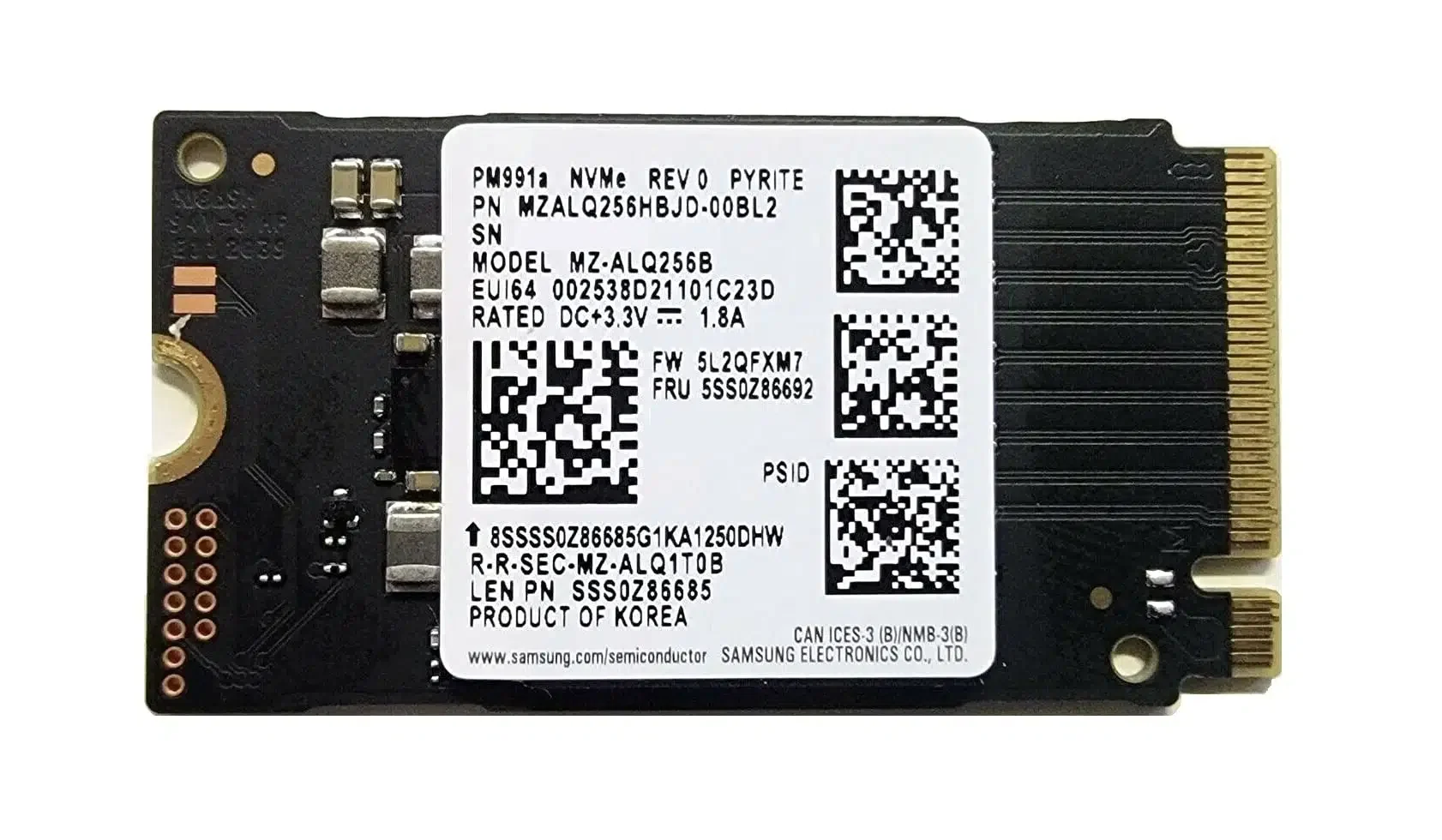 SSD SAMSUNG MZ-ALQ256B 256GB M.2 NVME PCIE 2242