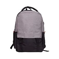 Рюкзак для ноутбука Deluxe A-1854 15.6", Внешнее отделение на молнии, 1 внутреннее отделение, Полиэстер, Встроенный USB шнур, Чёрно-Серый