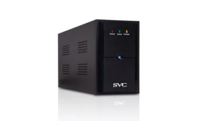 Источник бесперебойного питания SVC V-2000-L, Диапазон работы AVR: 175-275В, Бат.: 12В/9Ач*2шт., 2 вых.: Shuko CEE7, Чёрный