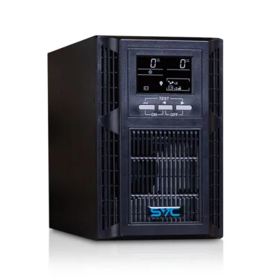 Источник бесперебойного питания SVC PT-1K-LCD, Мощность 1000ВА/1000Вт, PT-серия, On-Line, LСD\USB\RS-232, SMART, Диапазон работы AVR: 115-300В, Бат.: 12В/7Ah*2шт., Вентилятор: 8см*1шт., 2 вых., Чёрный