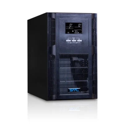 Источник бесперебойного питания SVC PT-2K-LCD, Мощность 2000ВА/1600Вт, PT-cерия, On-Line, LCD\USB\RS-232, SMART, Диапазон работы AVR: 115-300В, Бат.: 12В/7.5Aч*6шт., Вентилятор: 8см*2шт., 4 вых., Чёрный