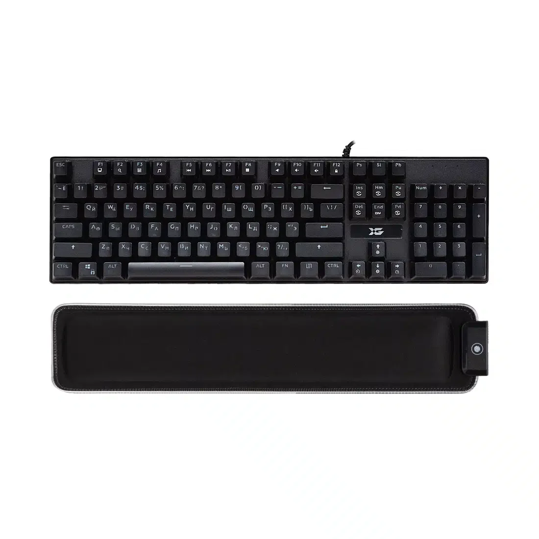 Клавиатура XG Dark Shadow, Игровая, USB, Кол-во стандартных клавиш 104, RGB, Длина кабеля 1,5 метра, Защита от случайного пролива воды/кофе, Анг/Рус/Каз, Чёрный