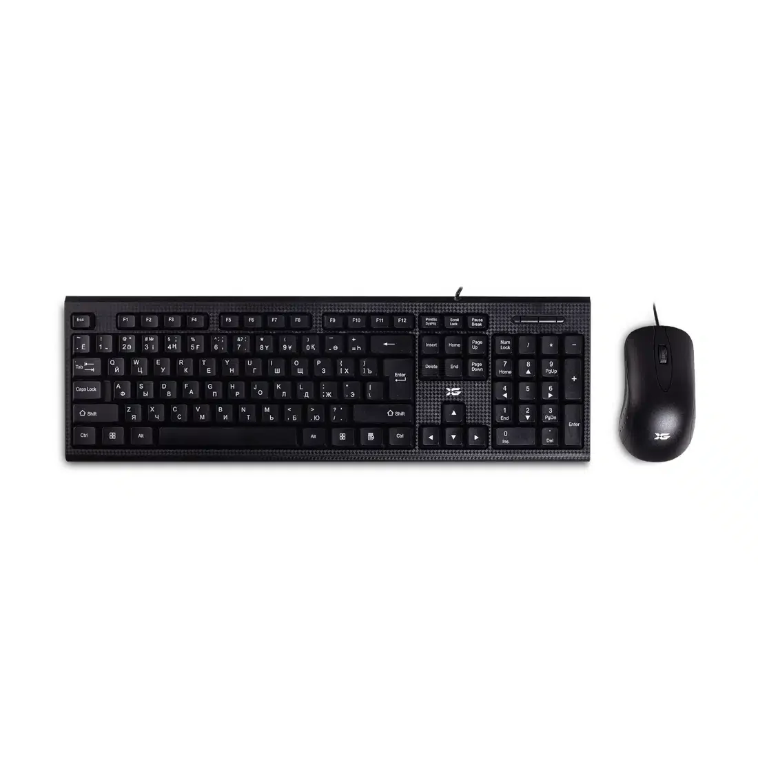 Комплект Клавиатура + Мышь XG XD-1100OUB, Оптическая Мышь, USB, Кол-во стандартных клавиш 104, Анг/Рус/Каз, Длина кабеля 1,35 м, Чёрный