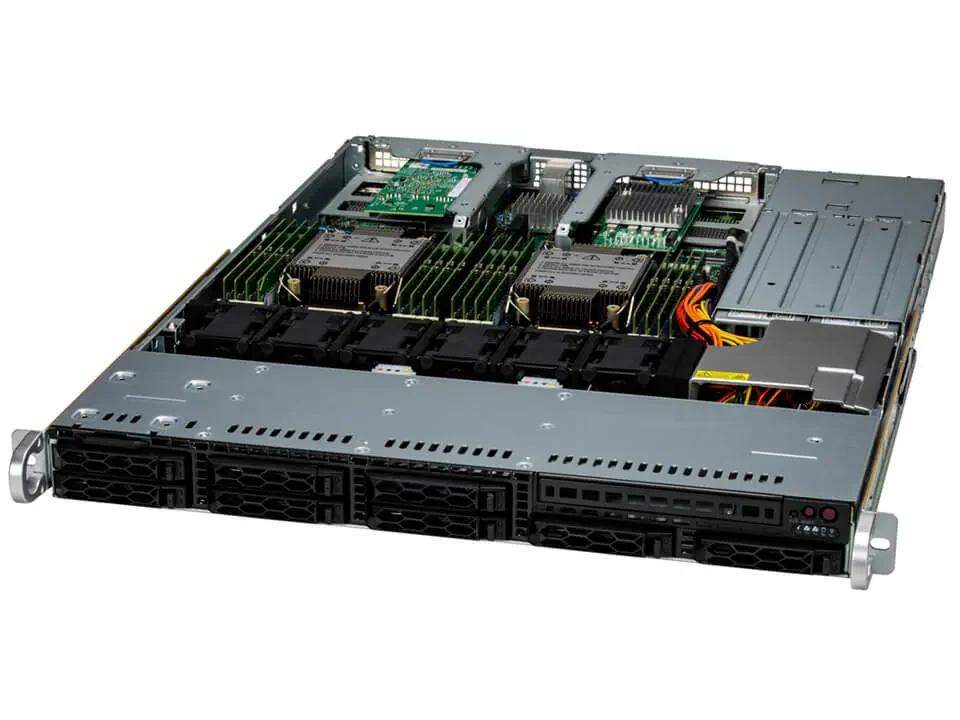 Суперсервер (промышленный компьютер) Supermicro SYS-121C-TN2R 1692, Xeon Silver 4510, 1x32GB DDR5-5600 ECC RDIMM, 1x480GB NVMe PCIe 4.0 SSD M.2, 2x860W