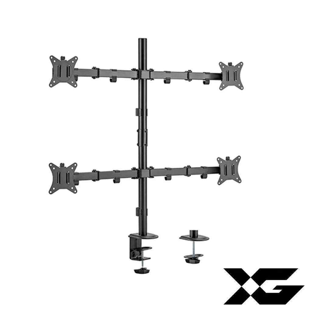 Настольный кронштейн для 4-х мониторов XG MG-1732Q, 17"-32", Нагрузка 4х9 кг., Наклон +/- 45°, Поворот +/- 90°, Вращение монитора +/- 180°, VESA 75x75,100x100