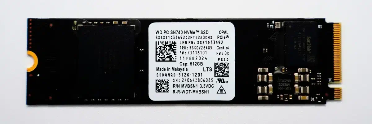 Western Digital SN740 512GB PCIe NVMe Gen4x4, M.2 2280, Read/Write 5000/4000MB/s, IOPS 4K Read/Write 500K/850K [SDDQNQD-512G-1201] OEM