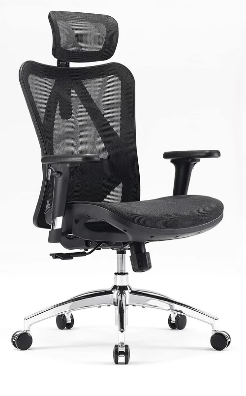 Office Chair SIHOO M18-N107 BLACK 2D Armrest, class 3 TUV gaslift,350mm aluminium base