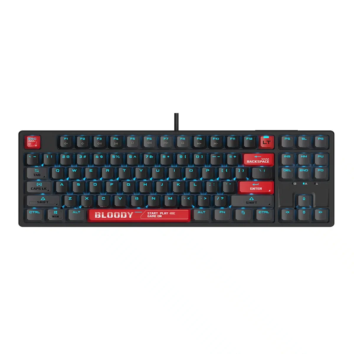 A4TECH BLOODY AT87 BLOODY RED GAMING ALPHA OPTICAL SWITCH RGB KEYBOARD USB US+RUS