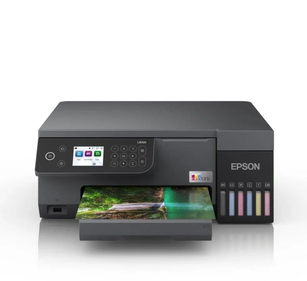 Epson L8100 with Wi-Fi Printer-copier-scaner, A4, 6 colour, 5760x1440dpi Copier, 1200x4800dpi Scaner A4, сенсорный цветной ЖК-дисплей 6.1", 64-300g/m2, Wi-Fi, USB 2.0, AirPrint (Epson iPrint, Epson Email PrintEpson Smart Panel), (Замена Epson L850)
