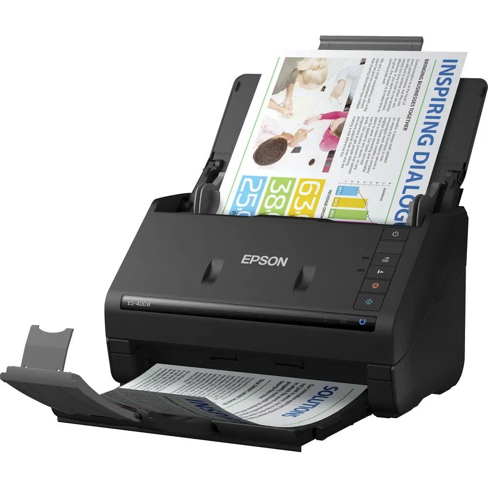 Протяжной сканер документов Epson WorkForce ES-400 II (CIS, A4 Color, 600dpi, 35ppm, 70ipm, DADF-50 page, duplex, 30-bit input/ 24-bit output, USB3.0, Black)