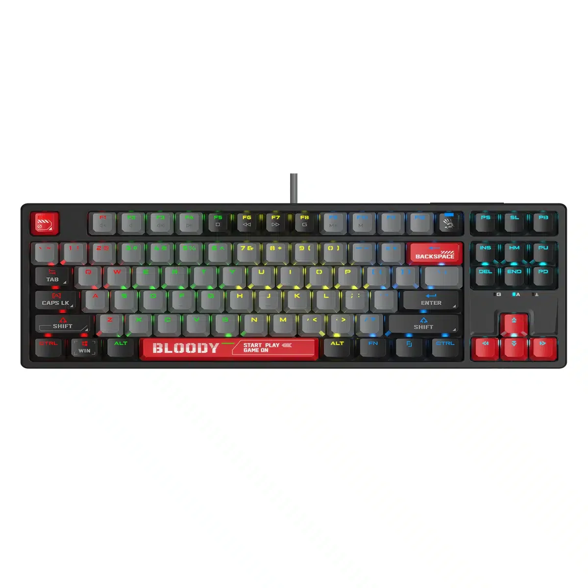 A4TECH BLOODY S87 COMPACT PIXELS RED GAMING MECHANICAL BLMS RED SWITCH RGB KEYBOARD USB US+RUS