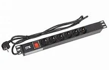 PH12-6D1-P ITK PDU 6 роз. нем.ст. с выкл 1U каб. 2м вилка нем.ст ПВХ чер шт