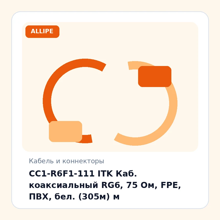 CC1-R6F1-111 ITK Каб. коаксиальный RG6, 75 Ом, FPE, ПВХ, бел. (305м) м