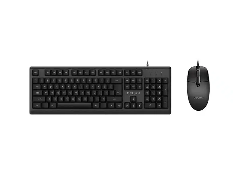 Delux K6850U+M362BU wired keyboard + mouse set black USB RUS