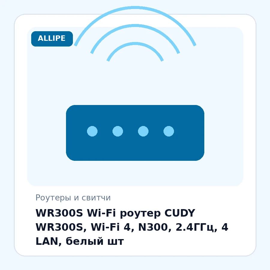 WR300S Wi-Fi роутер CUDY WR300S, Wi-Fi 4, N300, 2.4ГГц, 4 LAN, белый шт