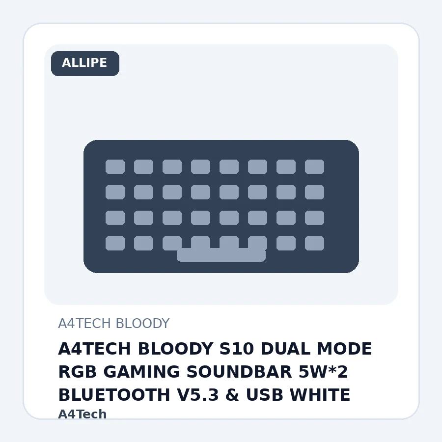 A4TECH BLOODY S10 DUAL MODE RGB GAMING SOUNDBAR 5W*2 BLUETOOTH V5.3 & USB WHITE