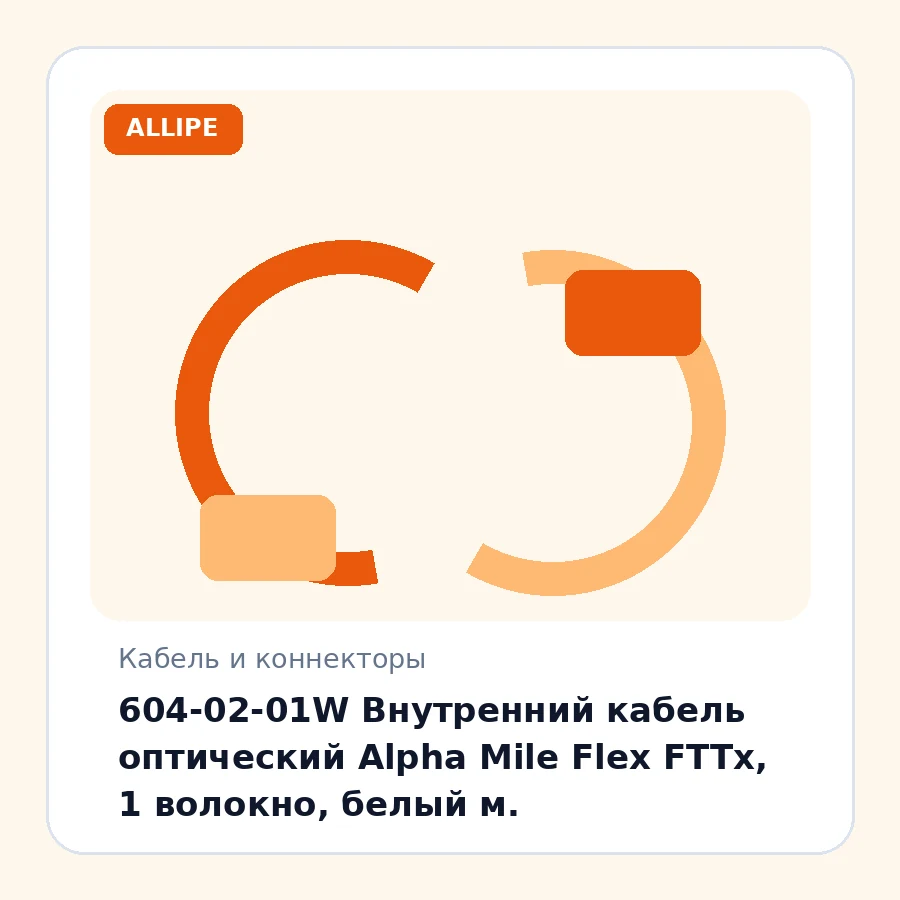 604-02-01W Внутренний кабель оптический Alpha Mile Flex FTTx, 1 волокно, белый м.