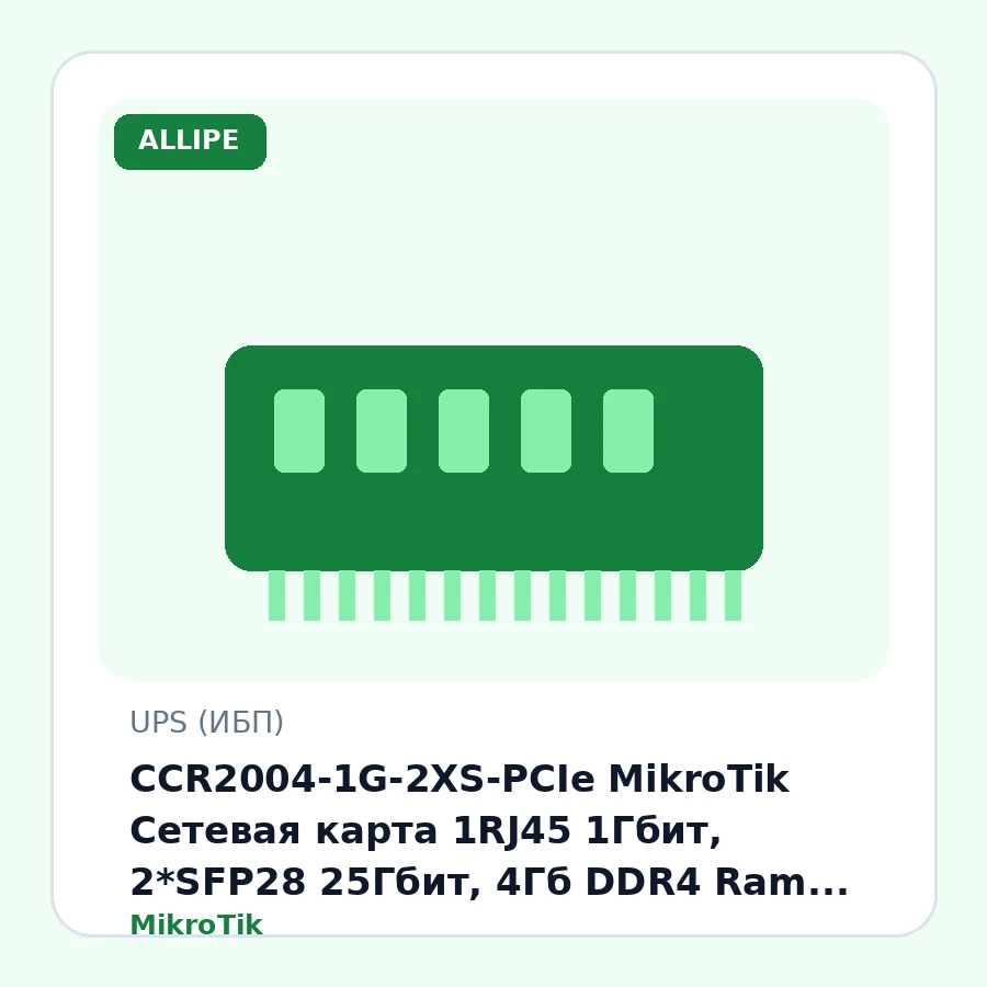 CCR2004-1G-2XS-PCIe MikroTik Сетевая карта 1RJ45 1Гбит, 2*SFP28 25Гбит, 4Гб DDR4 Ram шт