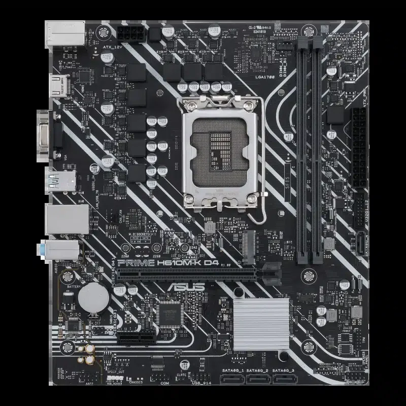 ASUS PRIME H610M-K D4,LGA1700,Intel H610,2*DDR4 3200MHz,1*PCI-Ex16x,1*PCI-Ex1x,1*M.2+4*Sata,1Gb/s Lan,4*USB3.2+6*USB2.0,D-Sub,HDMI,mATX
