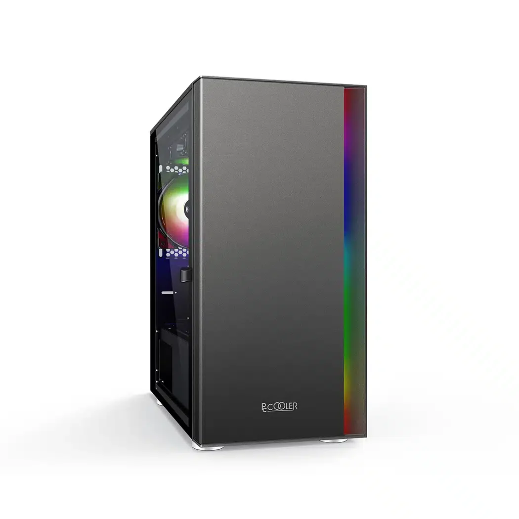 Корпус PC Cooler LM300 ARGB BK mATX 1xUSB 3.0, 2xUSB 2.0, HDAudio, 2x2,5" SSD, 2x3,5" HDD, 1*120mm Rear RGB FAN,Tempered Glass, 375x205x427mm, Black