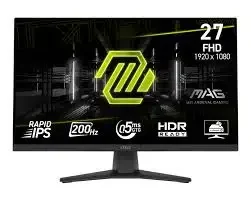 Монитор 27" MSI MAG 272F (1920x1080, Rapid IPS, 0.5 ms (GtG, Мин), 200Hz, 300 cd/m², 1000:1, 178°/178°, HDMI, DisplayPort, VESA 100x100mm, HDMI) Black