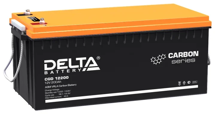Аккумулятор Delta CGD12200 12V 200Ah (Carbon, UPS/Solar series) (522*238*223mm)